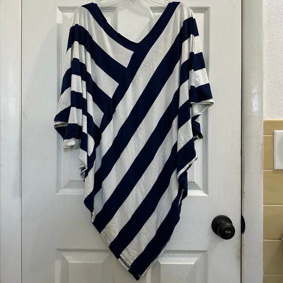 Cha Cha Vente Striped Loose Nautical Poncho Blouse Large L - Picture 2 of 5
